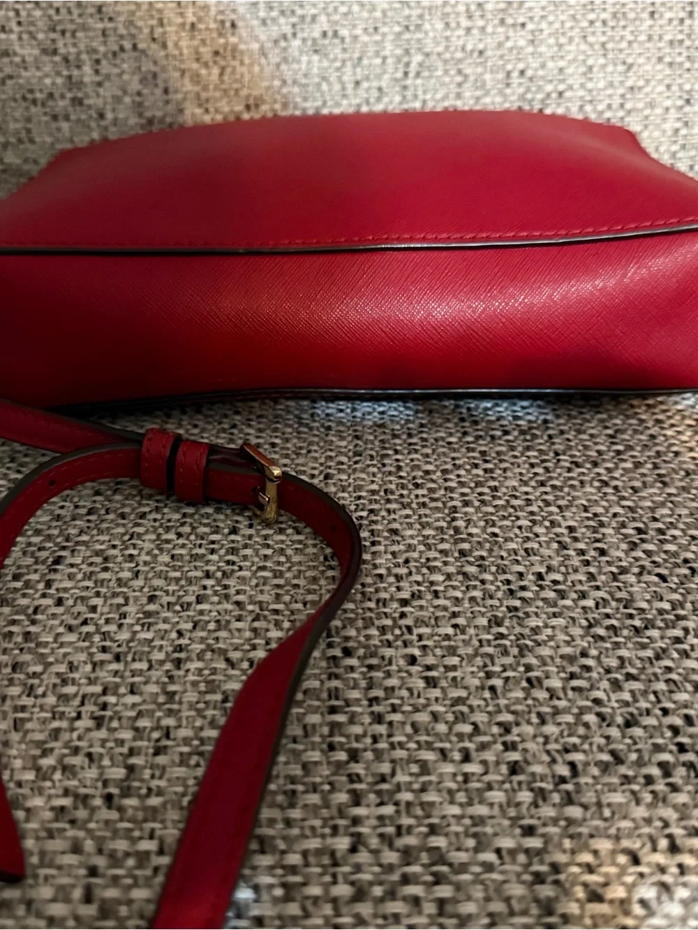 Michael Kors Red Leather Crossbody with Gold Hardware